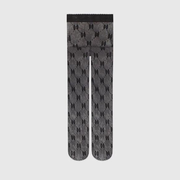 NIB Gucci Knit Tights Lux Size S GG Mesh Net Black Purple Lurex Metallic Sparkly - Picture 3 of 6